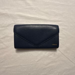 Lodis | Leather Accordion Wallet Organizer | Blue | Gold Hardware | Good Conditi